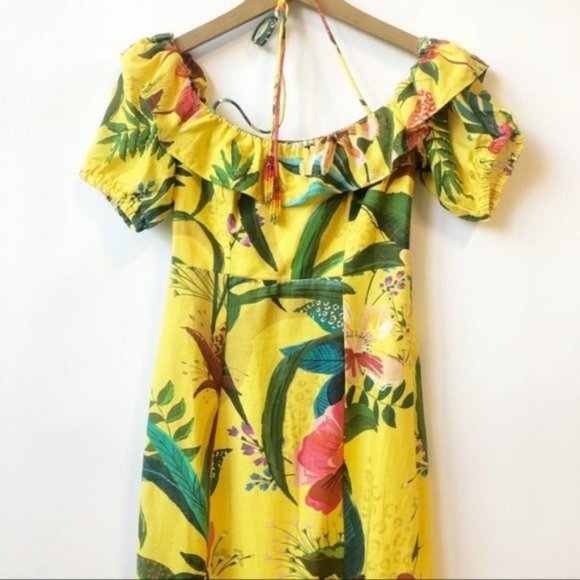 FARM Rio Golden Jungle Floral Linen Midi Dress - Picture 4 of 13